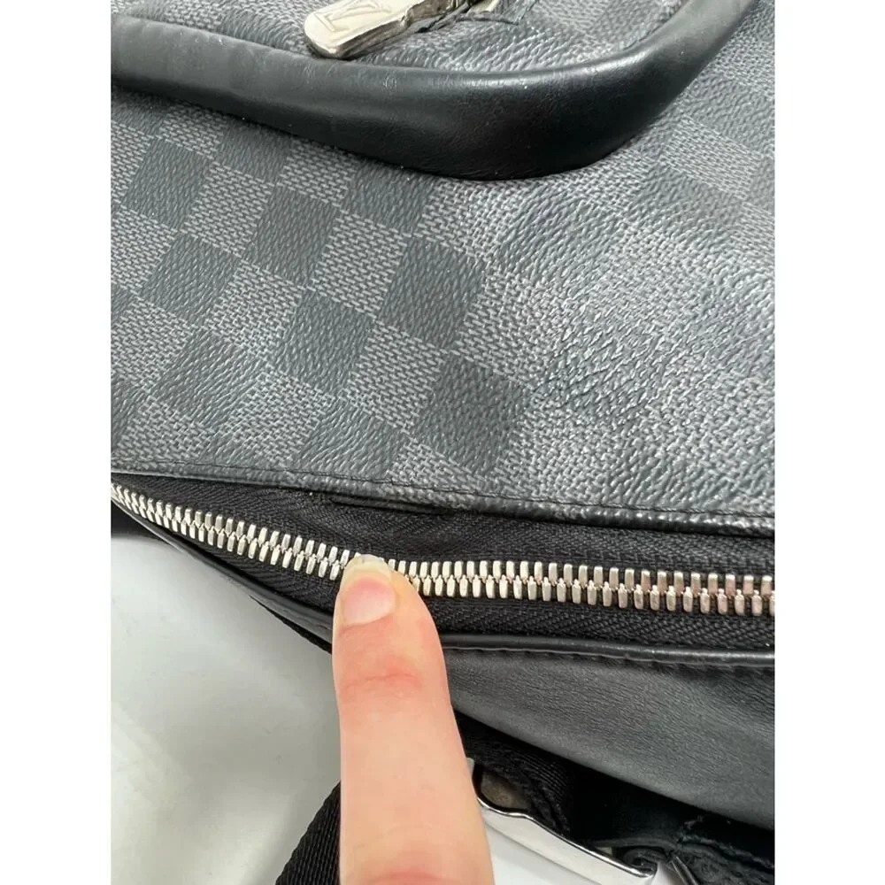 Louis Vuitton Josh Backpack Black Leather Damier Graphite
